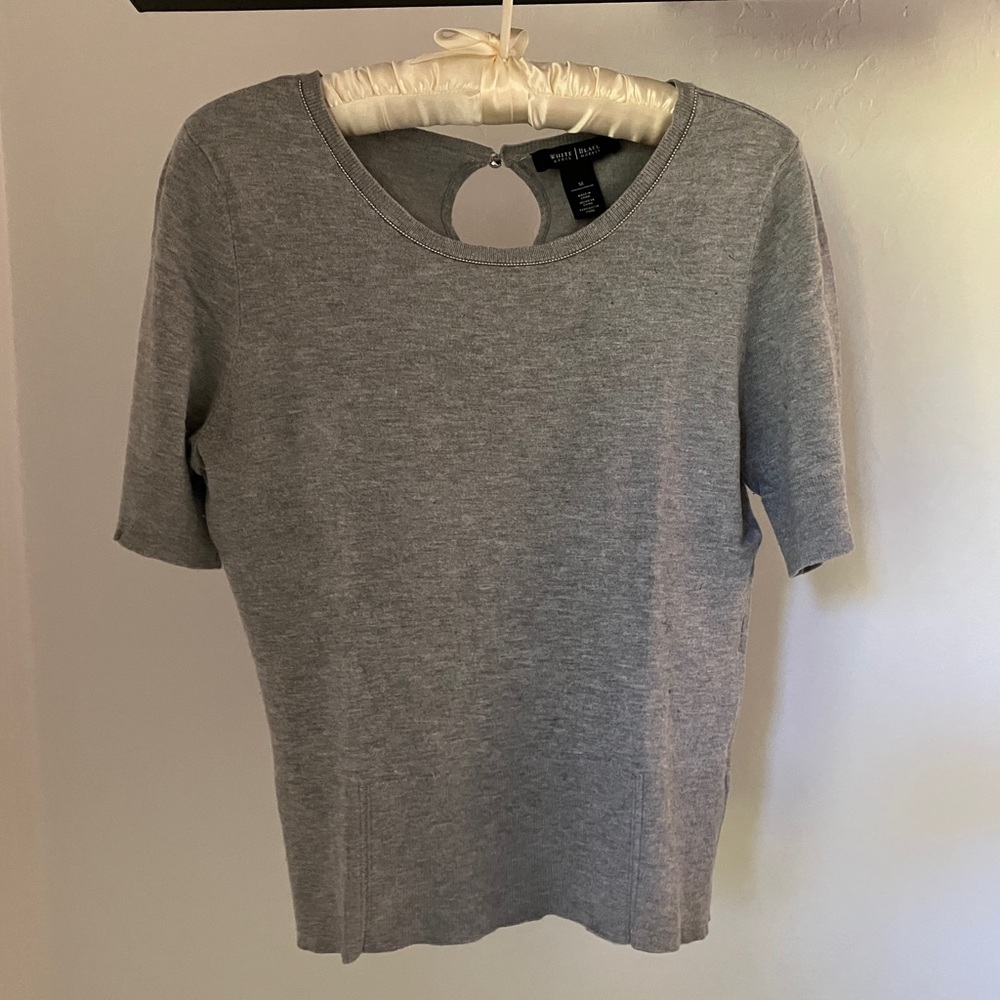 White House Black Market Gray Scoop Neck Top